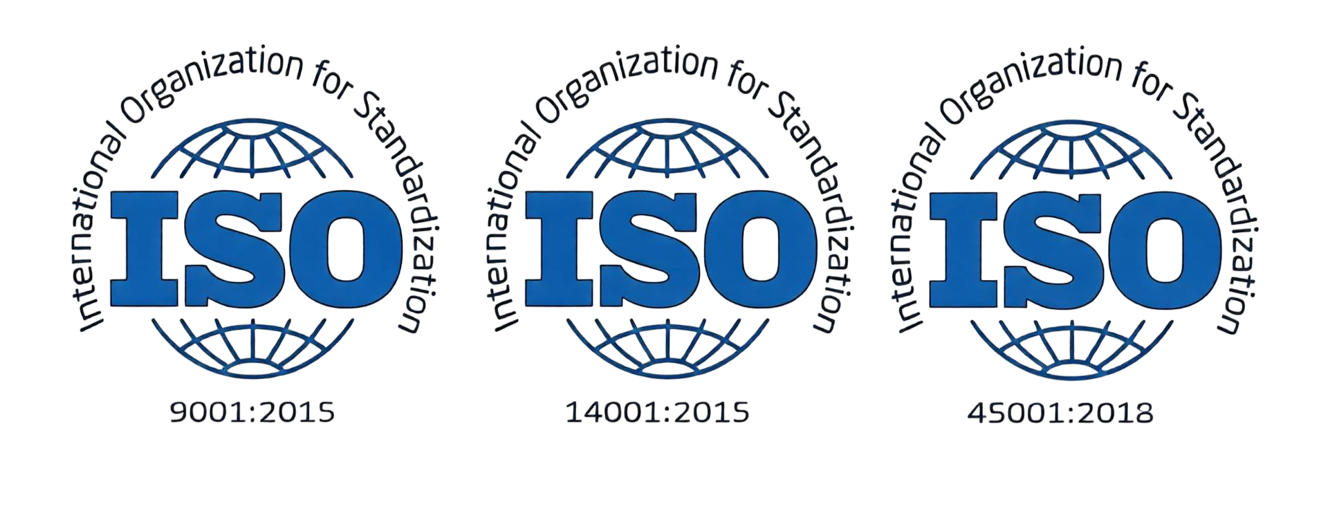 ISO 9001:2015 · ISO 14001:2015 · ISO 45001:2018